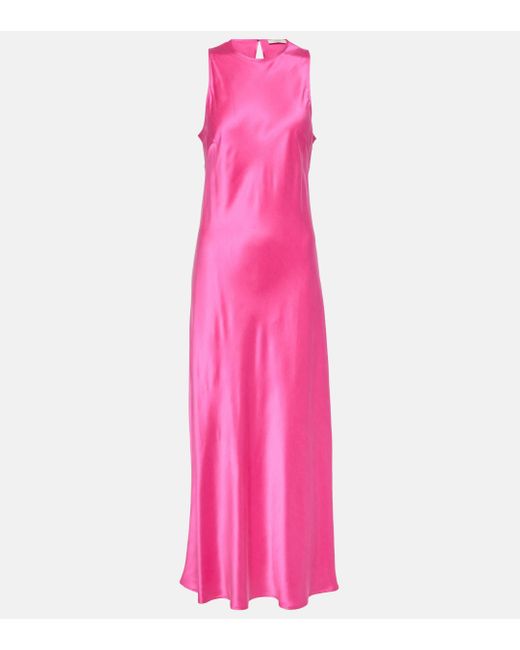 Robe longue Valencia en soie Asceno en coloris Pink