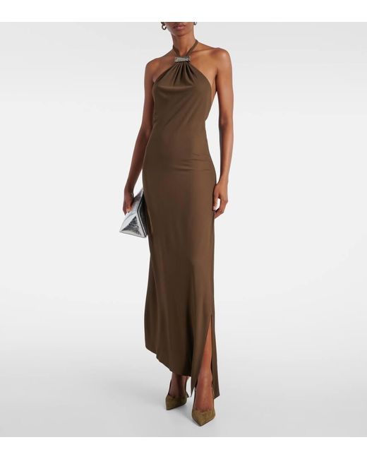 Vestido Midi Con Espalda Abierta The Attico de color Brown