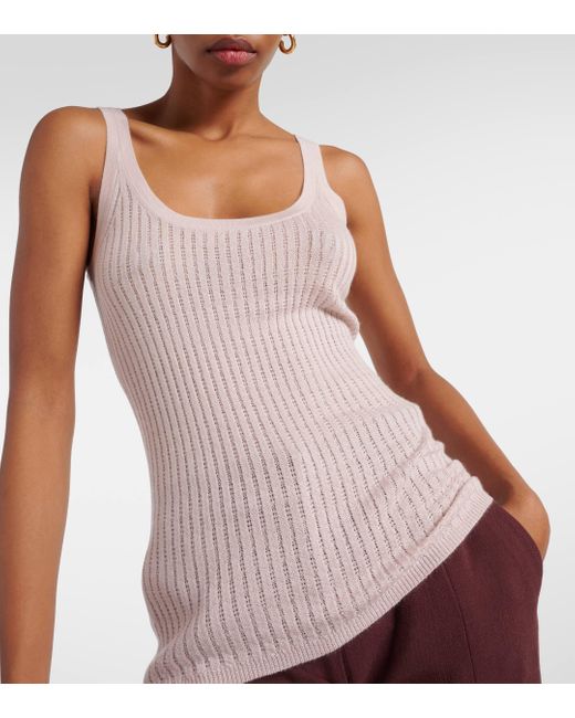 Gabriela Hearst Pink Ribbed-knit Cashmere And Silk Tank Top