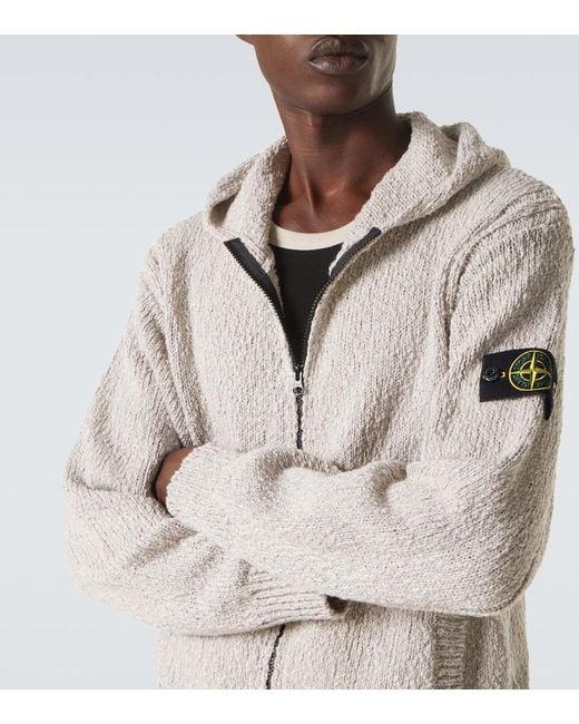 Stone Island Natural Compass Cotton Zip-Up Hoodie for men