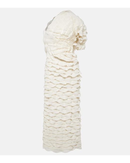 Chloé White One-Shoulder-Robe aus einem Seidengemisch