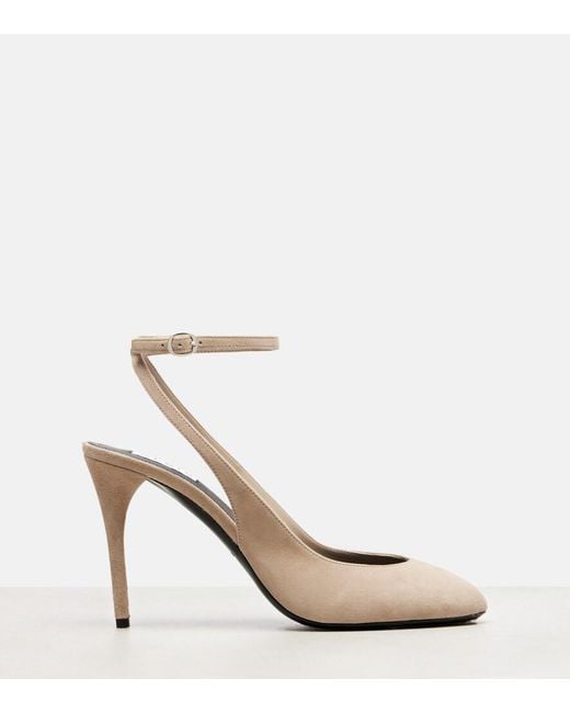 Alaïa Natural Decolette 90 Suede Pumps