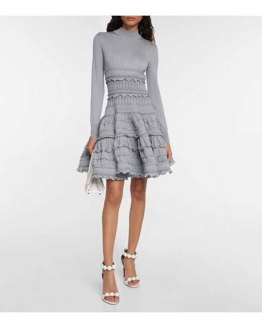 Alaïa Gray Crinoline Virgin Wool Minidress