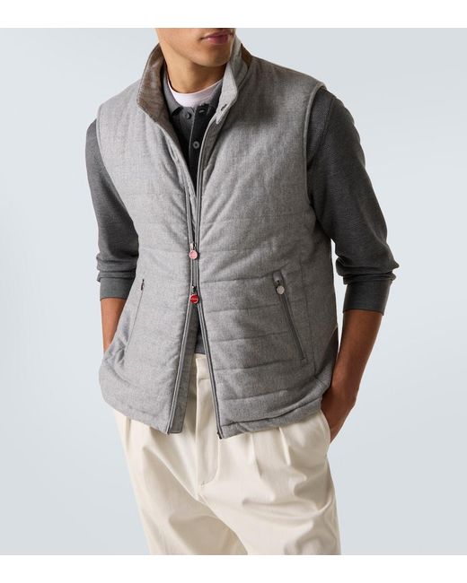 Kiton Weste Aus Kaschmirgemisch Mit Veloursleder in Gray für Herren