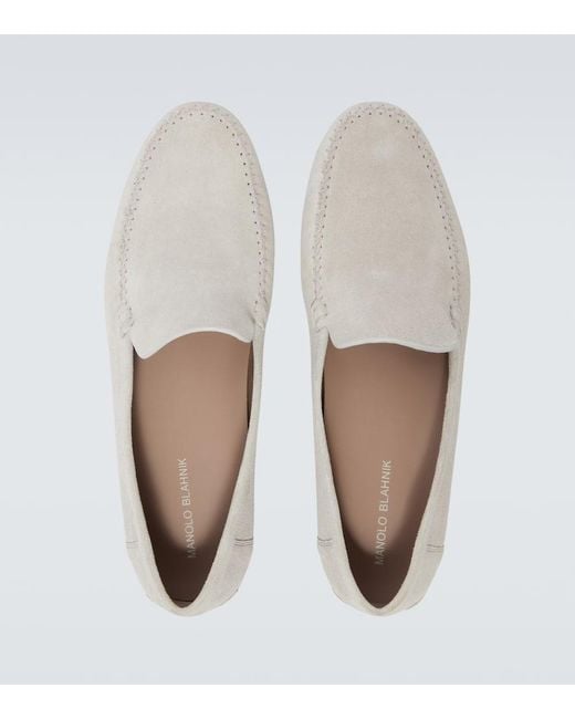 Manolo Blahnik Loafers Alder Aus Veloursleder in White für Herren