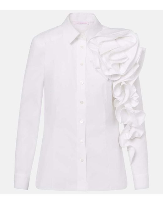 Camisa Rosette De Algodon Carolina Herrera de color White
