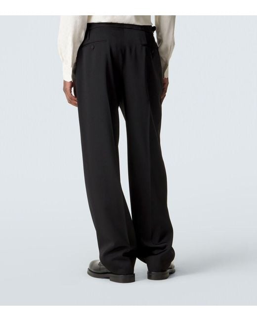 Dolce & Gabbana Blue Virgin Wool Gabardine Wide-Leg Pants for men