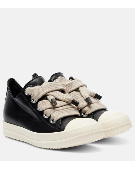 Rick Owens Black Jumbolace Leather Sneakers