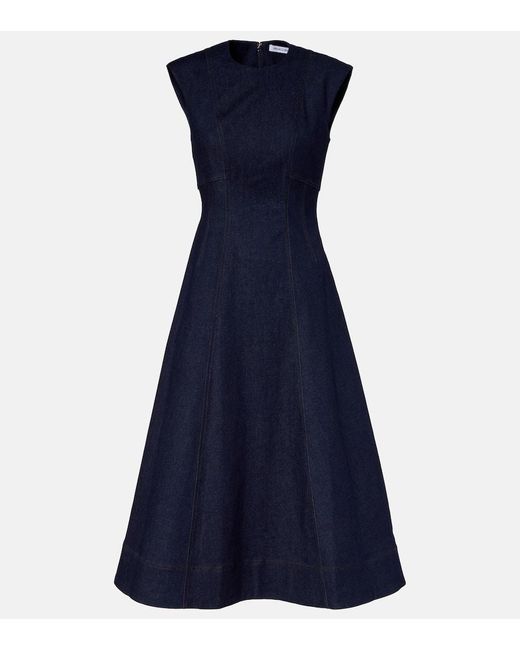 Veronica Beard Blue Dulce Cotton-Blend Denim Midi Dress