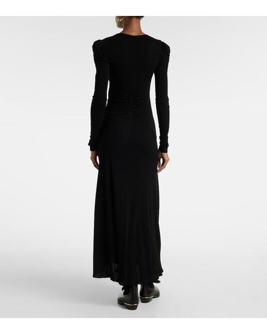 Isabel Marant Black Nejma Gathered Midi Dress