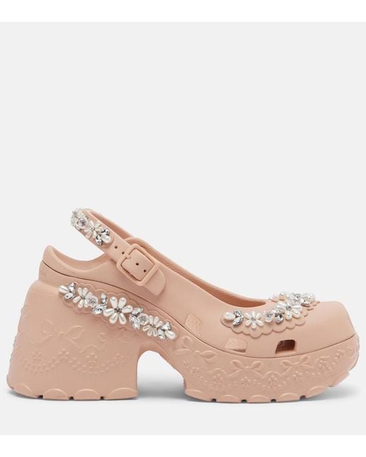 Simone Rocha Pink X Crocs Embellished Slingback Pumps