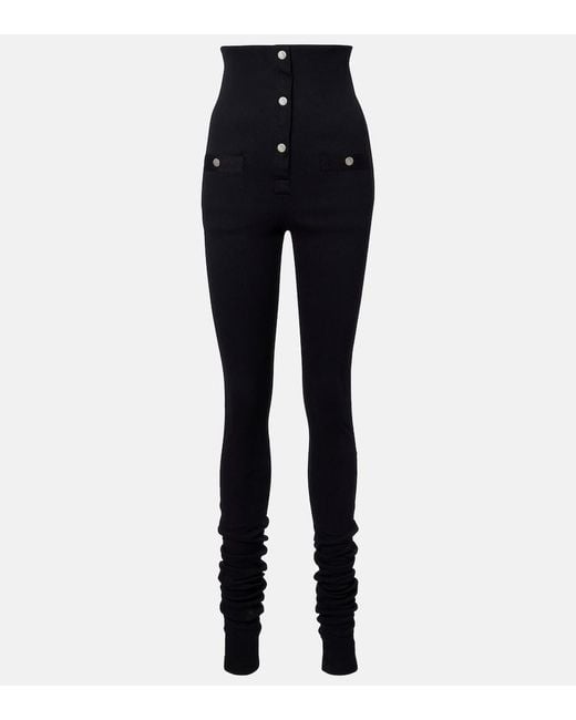 The Attico Blue High-Rise Cotton Jersey Stirrup Leggings