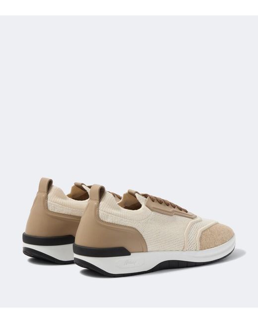 Brioni White Leather-Trimmed Sneakers for men