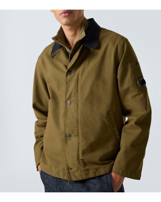 C P Company Green Lens Cotton-Blend Overshirt for men
