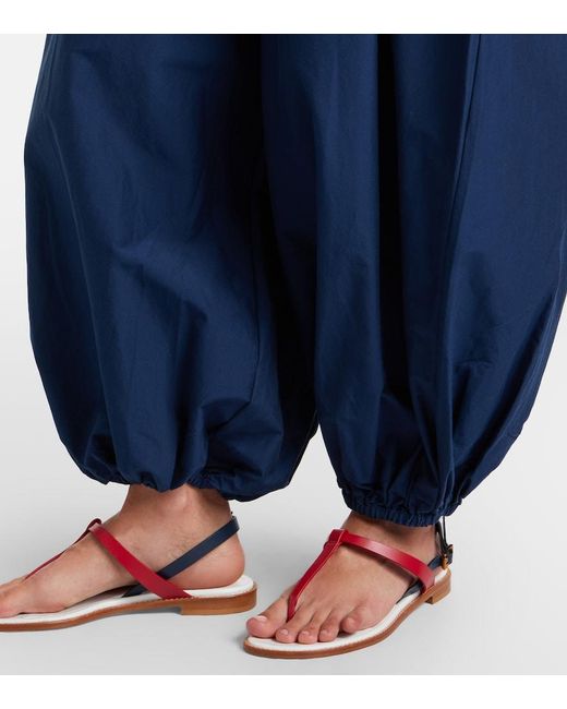 Polo Ralph Lauren Blue Belted Cotton And Silk Balloon Pants