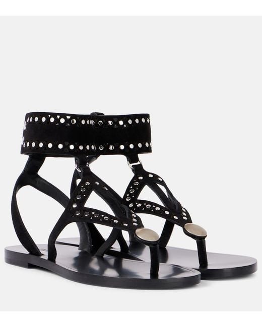 Isabel Marant Black Verzierte Sandalen Edil Aus Leder