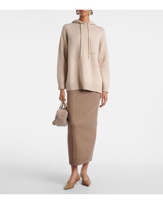 Max Mara Natural Liana Wool And Cashmere Hoodie