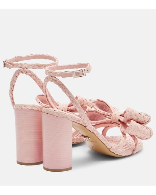 Mach & Mach Pink Cadeau Raffia-Effect Sandals