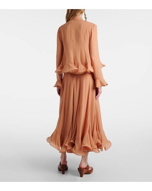 Jupe Midi Balance A Fleurs Zimmermann en coloris Brown