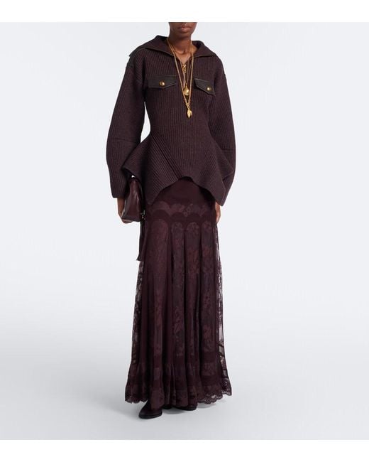 Zimmermann Brown Valiant Wool-Blend Half-Zip Sweater