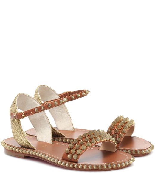 Christian Louboutin Brown Cordorella Embellished Leather Sandals