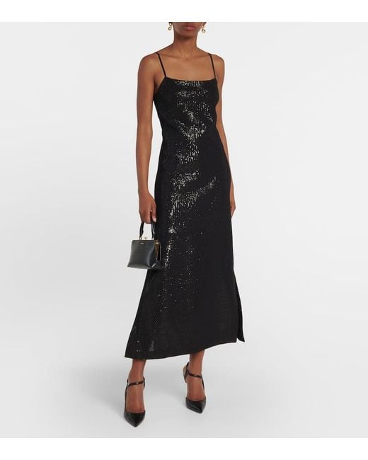 Max Mara Black Alias Sequined Georgette Maxi Dress