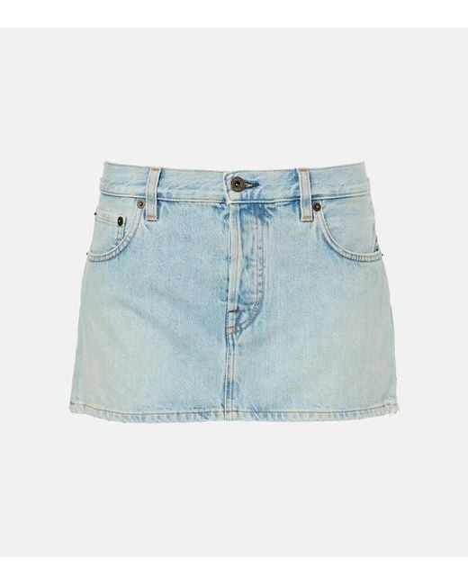 Mini-Jupe En Jean Miu Miu en coloris Blue