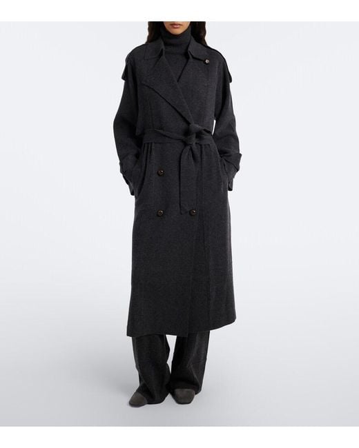 Jardin Des Orangers Black Belted Double-Breasted Wool And Cashmere Coat