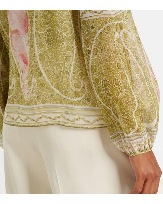 Giambattista Valli Metallic Printed Silk Georgette Blouse