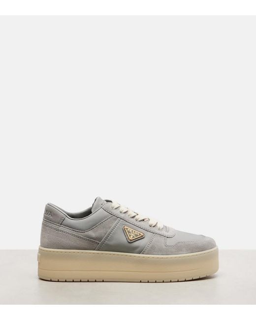 Prada White Downtown Re-Nylon Platform Sneakers