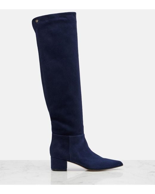 Gianvito Rossi Blue Suede Knee-High Boots