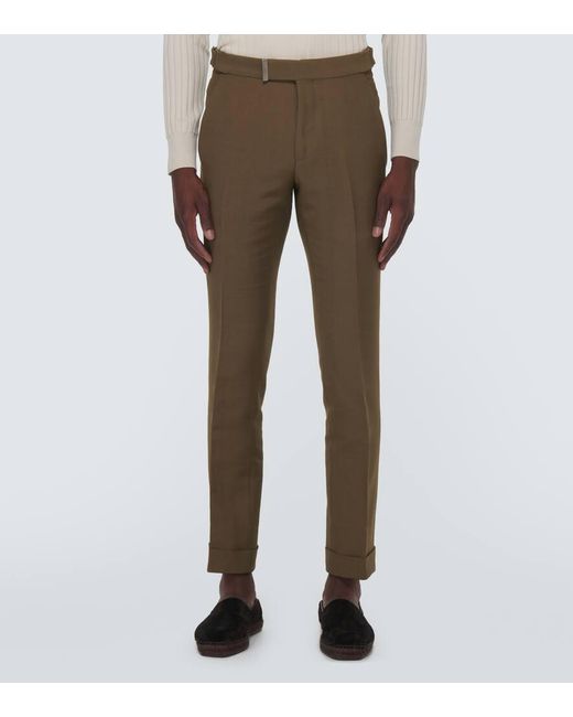 Pantalones slim de tiro medio Tom Ford de hombre de color Natural