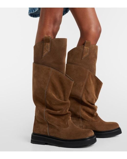 The Attico Brown Passeggiata Suede Combat Boots