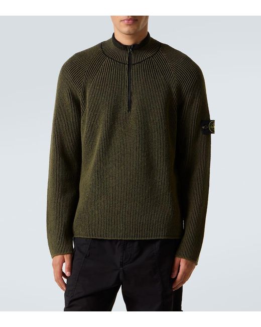 Jersey En Mezcla De Lana Y Algodon Stone Island de hombre de color Green