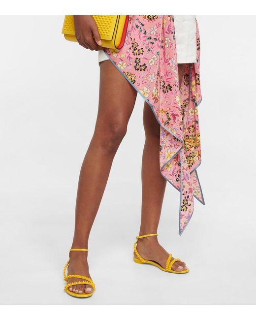 Christian Louboutin Yellow Mafaldina Spikes Leather Sandals