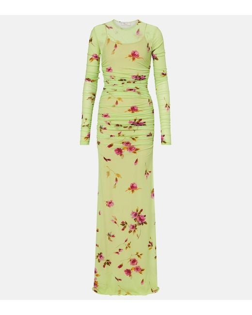 Blumarine Green Floral Jersey Maxi Dress
