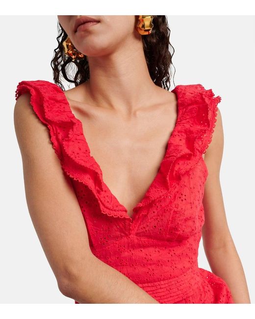 Vestido corto Bruna de algodon Poupette de color Red