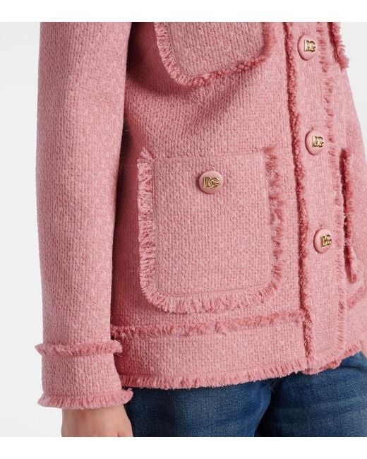 Dolce & Gabbana Pink Wool Blazer With Front Pockets