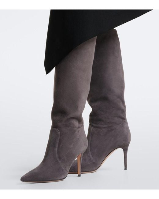 Gianvito Rossi Gray Hansen Suede Knee-High Boots