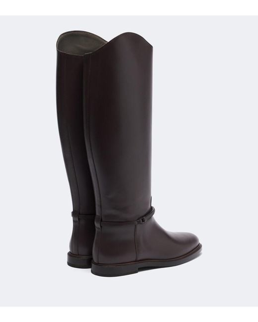 Brunello Cucinelli Black Monili Leather Knee-High Boots