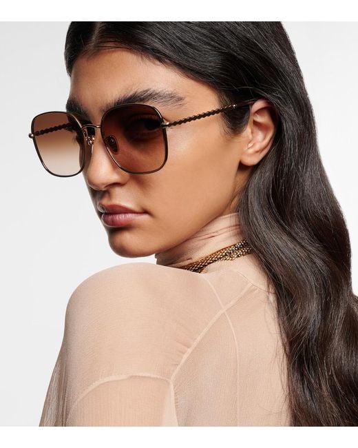 Chloé Brown Scalloped Square Sunglasses