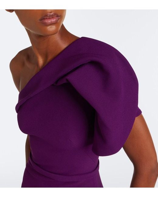 Safiyaa Purple Millie Belted Crepe Gown