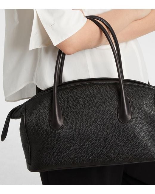 The Row Black E/W India Large Leather Tote Bag