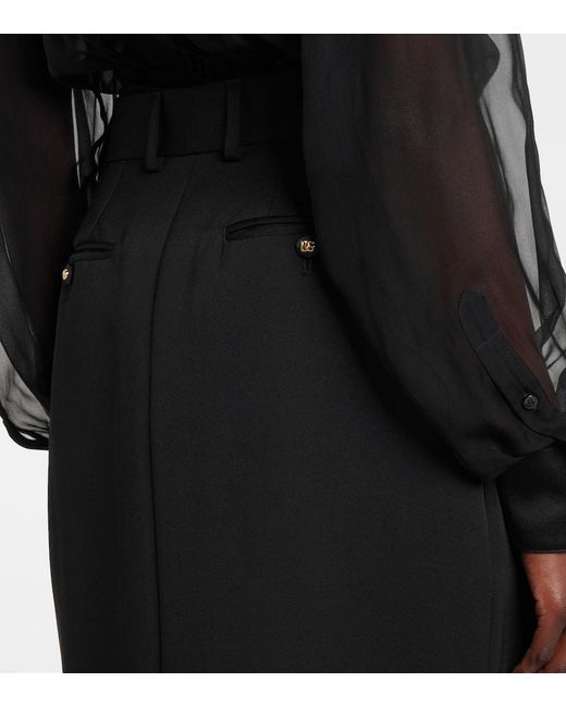 Dolce & Gabbana Black Wool Pencil Skirt Longuette