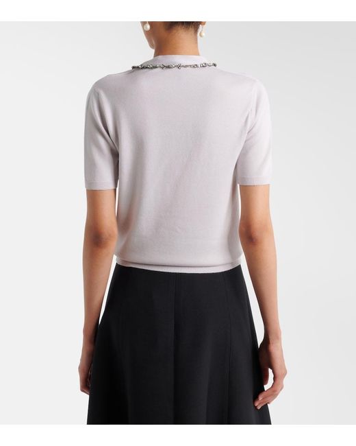 Valentino Gray Embellished Tie-Neck Virgin Wool Sweater