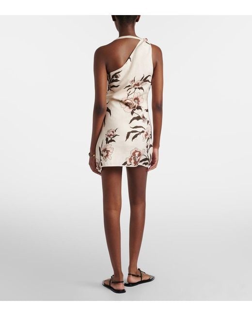 Sir Natural Floral One-Shoulder Linen Minidress