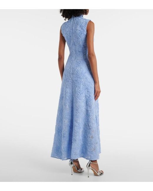 ROTATE BIRGER CHRISTENSEN Blue Besticktes Maxikleid Aus Mesh
