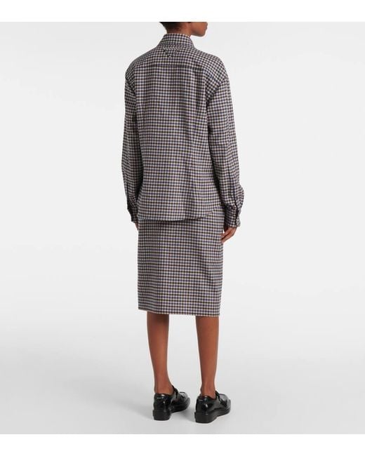 Prada Gray Checked Wool Shirt