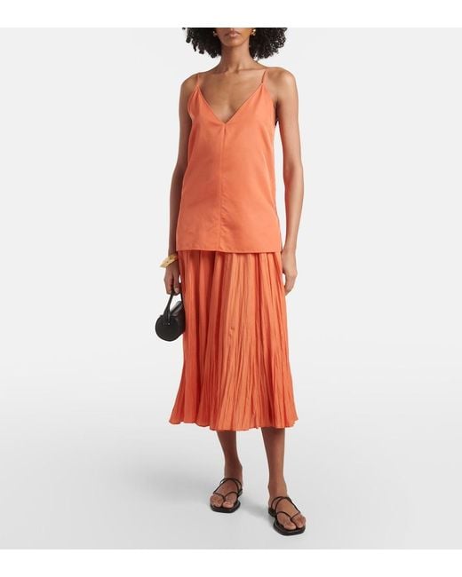 Joseph Orange Sully Silk Midi Skirt