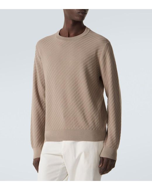 Brioni Natural Cotton, Silk, And Cashmere Sweater for men